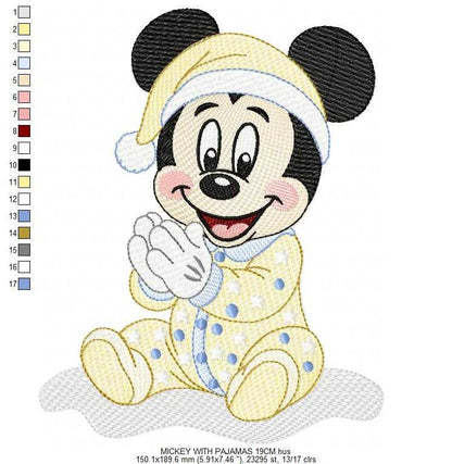 Baby Mickey embroidery design - Mickey Mouse machine embroidery pattern - Baby Boy file - Instant digital download pes jef dst