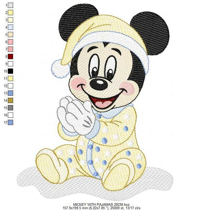 Baby Mickey embroidery design - Mickey Mouse machine embroidery pattern - Baby Boy file - Instant digital download pes jef dst