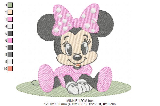 Minnie embroidery design - Minnie Mouse machine embroidery pattern - Baby Girl file - Instant digital download pes jef dst (Copy) (Copy) Marcia Embroidery
