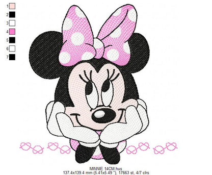 Minnie embroidery design machine embroidery pattern - Minnie Mouse machine embroidery pattern - Baby Girl file - Instant digital download pes jef dst hus vp3 - Marcia Embroidery