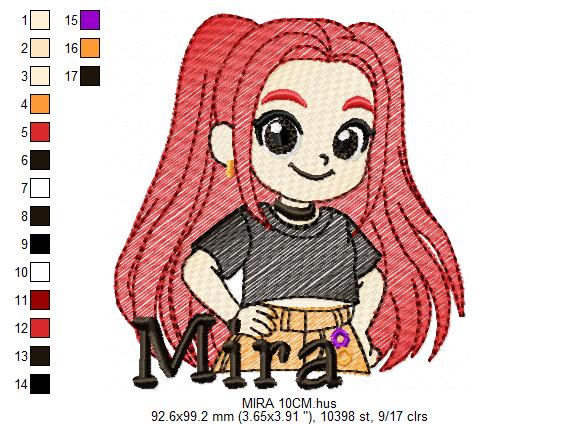 Mira KPop Demon Hunters embroidery design - Kpop Warriors machine embroidery patterns - Baby girl file - Instant digital download (Copy) Marcia Embroidery