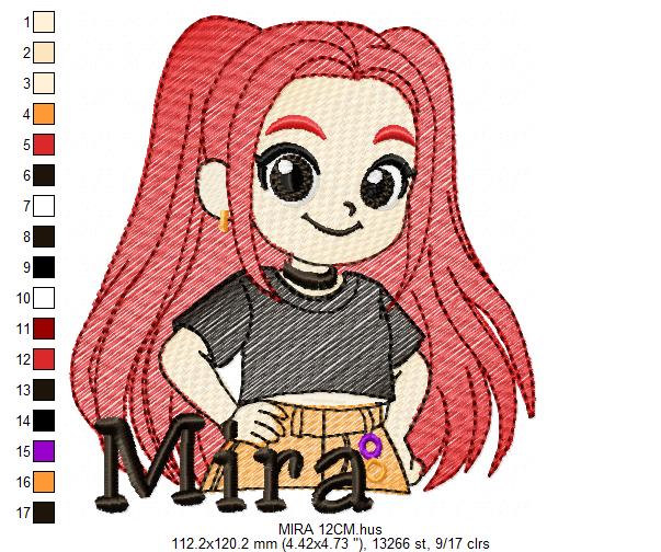 Mira KPop Demon Hunters embroidery design - Kpop Warriors machine embroidery patterns - Baby girl file - Instant digital download (Copy) Marcia Embroidery