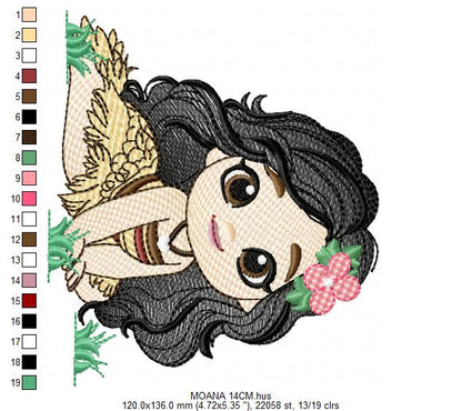 Moana embroidery designs - Disney Princess machine embroidery patterns - Baby girl file - Instant digital download pes jef dst exp hus vp3 - Marcia Embroidery