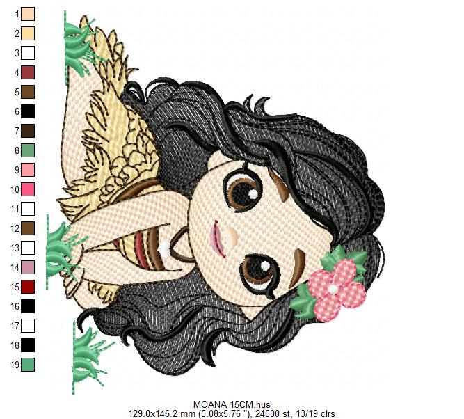 Moana embroidery designs - Disney Princess machine embroidery patterns - Baby girl file - Instant digital download pes jef dst exp hus vp3 - Marcia Embroidery