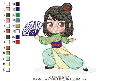 Mulan embroidery design - Disney Princess machine embroidery patterns - Instant digital download (Copy) Marcia Embroidery