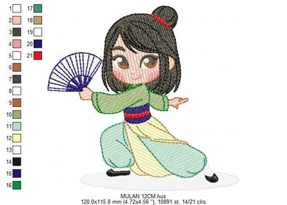 Mulan embroidery design - Disney Princess machine embroidery patterns - Instant digital download (Copy) Marcia Embroidery