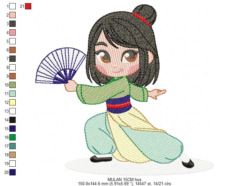 Mulan embroidery design - Disney Princess machine embroidery patterns - Instant digital download (Copy) Marcia Embroidery
