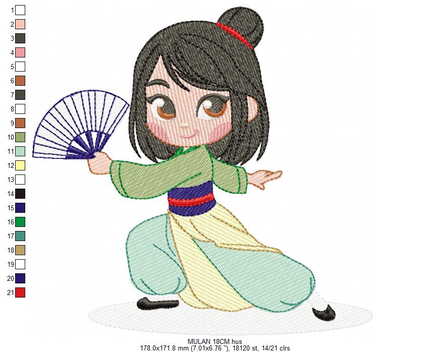 Mulan embroidery design - Disney Princess machine embroidery patterns - Instant digital download (Copy) Marcia Embroidery