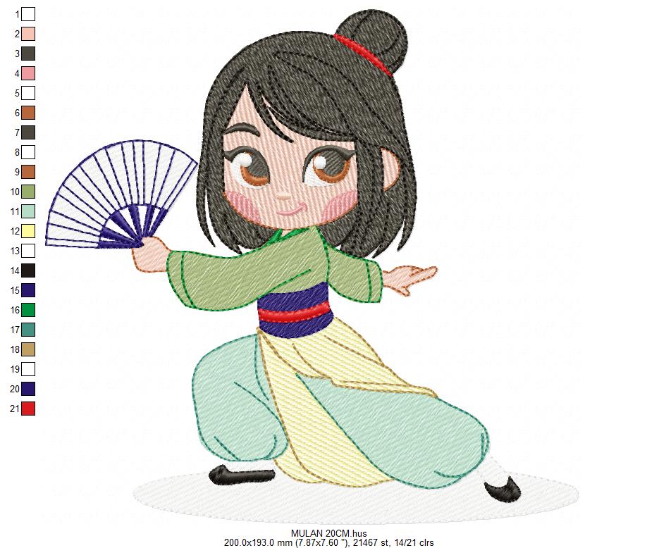 Mulan embroidery design - Disney Princess machine embroidery patterns - Instant digital download (Copy) Marcia Embroidery