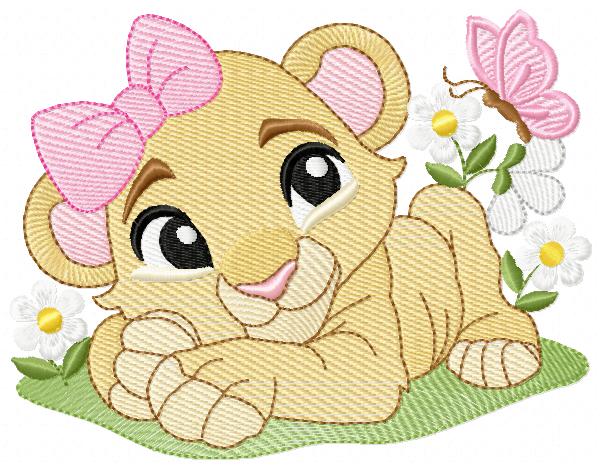 Lion King embroidery design - Lioness Nala with flowers machine embroidery pattern - Baby Boy and girl file - Instant digital download pes jef dst hus vp3