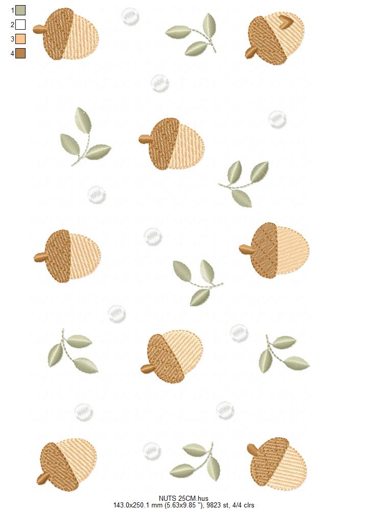 Nuts with flowers embroidery designs - Forest Toad machine embroidery pattern - Kitchen Towel file - Instant download pes jef hus dst (Copy) (Copy) Marcia Embroidery