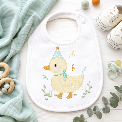 Duck with party cap embroidery design - Lake water animal machine embroidery pattern - Baby boy file - Instant digital download pes