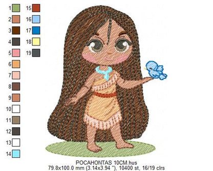Pocahontas embroidery design - Disney Princess machine embroidery patterns - Instant digital download (Copy) Marcia Embroidery