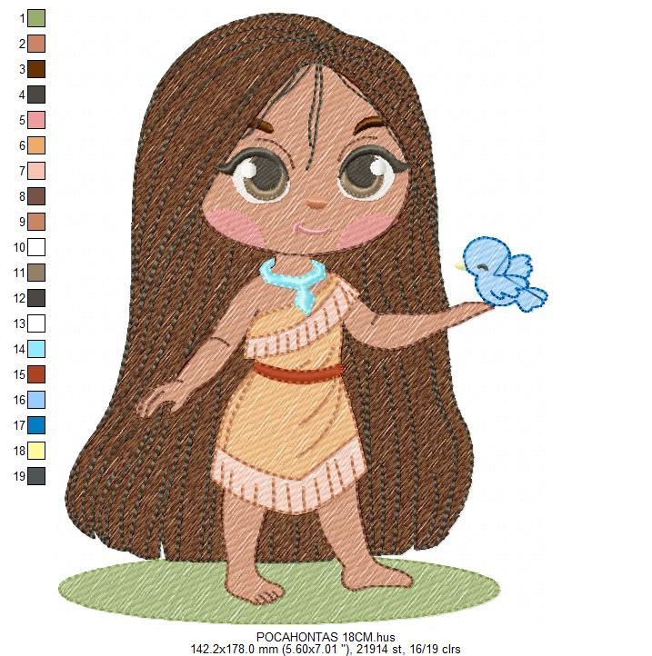 Pocahontas embroidery design - Disney Princess machine embroidery patterns - Instant digital download (Copy) Marcia Embroidery