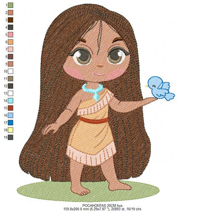 Pocahontas embroidery design - Disney Princess machine embroidery patterns - Instant digital download (Copy) Marcia Embroidery