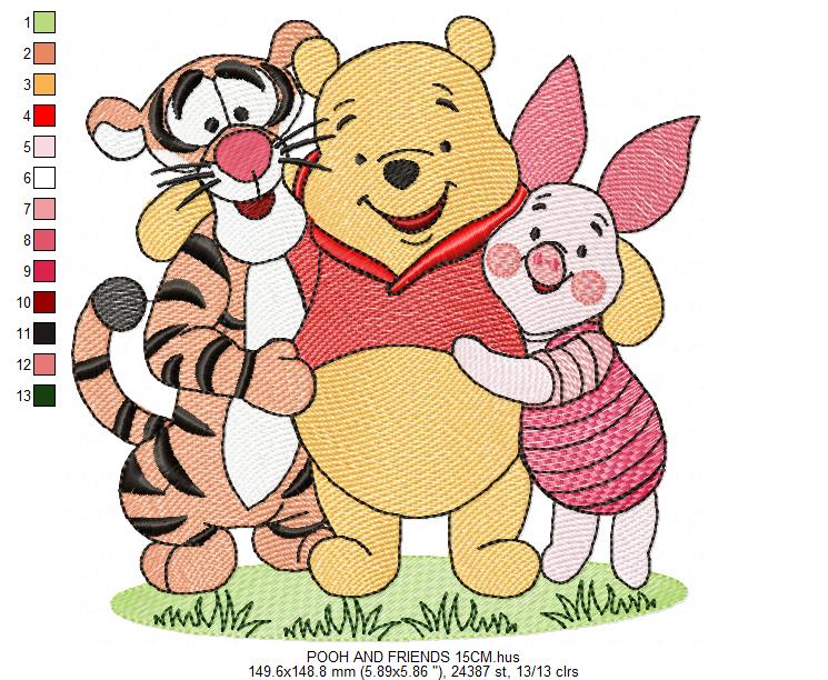 Winnie the Pooh embroidery design - Winnie the Pooh Bear Cartoon machine embroidery pattern - Baby boy and girl file - Instant digital download pes jef (Copy) Marcia Embroidery