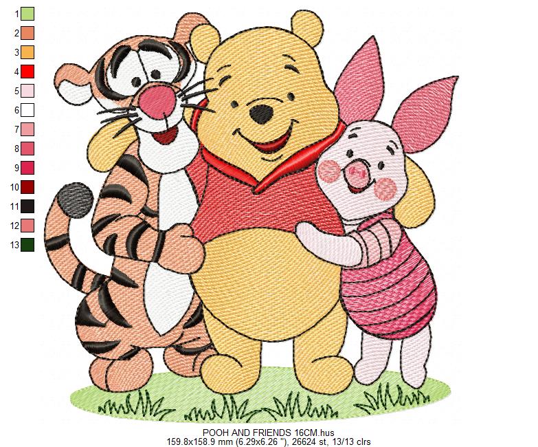 Winnie the Pooh embroidery design - Winnie the Pooh Bear Cartoon machine embroidery pattern - Baby boy and girl file - Instant digital download pes jef (Copy) Marcia Embroidery