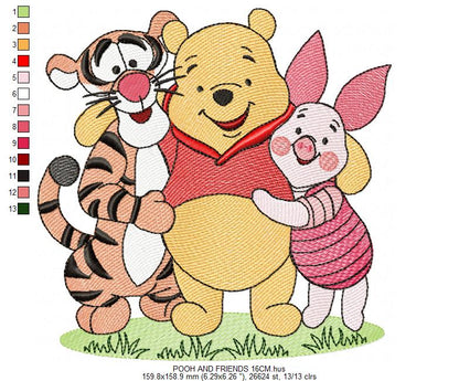 Winnie the Pooh embroidery design - Winnie the Pooh Bear Cartoon machine embroidery pattern - Baby boy and girl file - Instant digital download pes jef (Copy) Marcia Embroidery