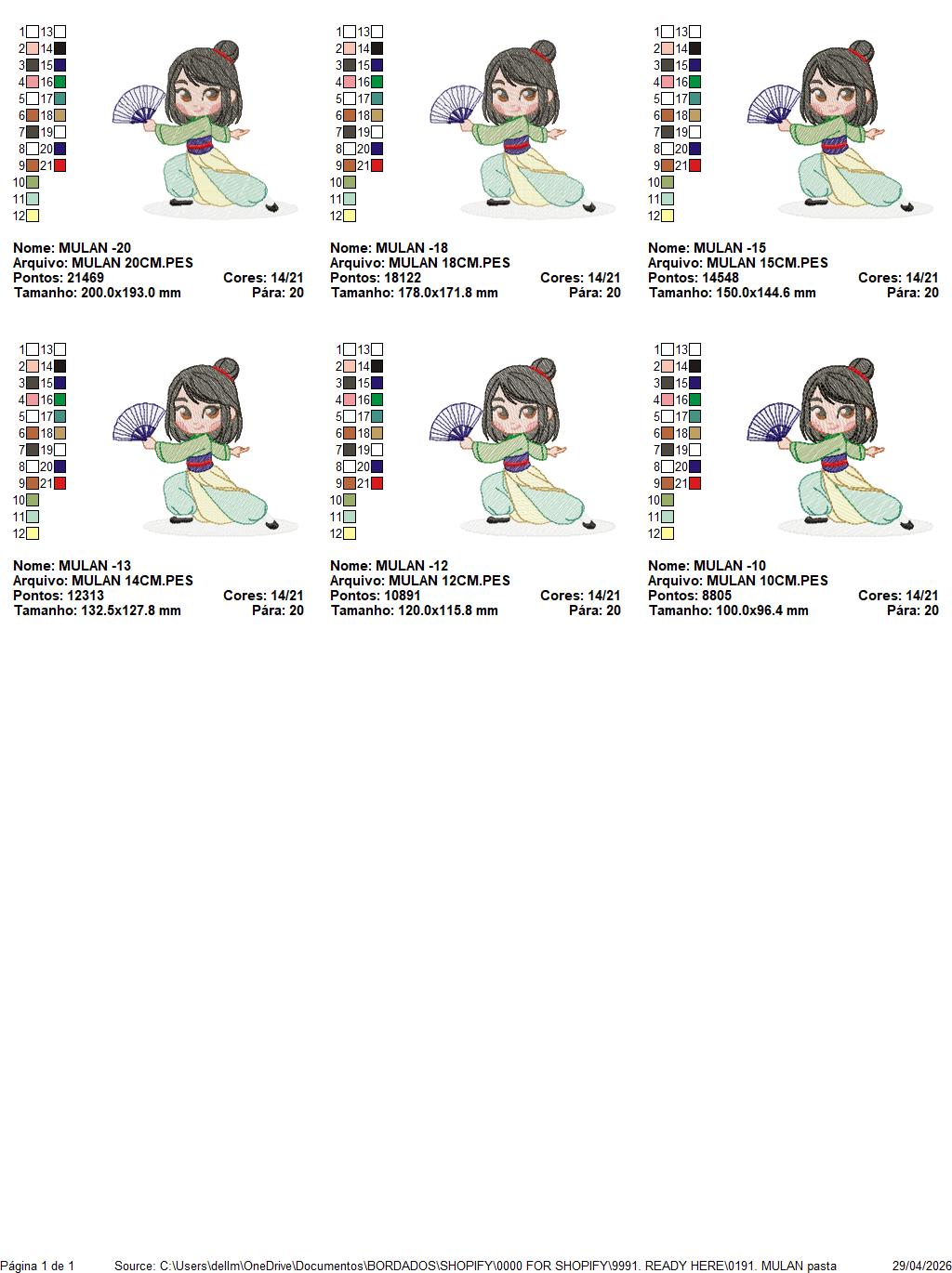 Mulan embroidery design - Disney Princess machine embroidery patterns - Instant digital download (Copy) Marcia Embroidery