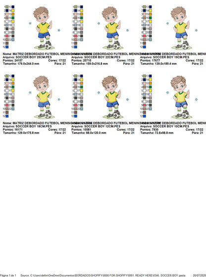Soccer player embroidery design - School Boy with curly hair machine embroidery file - boy with soccer ball file - Instant digital download