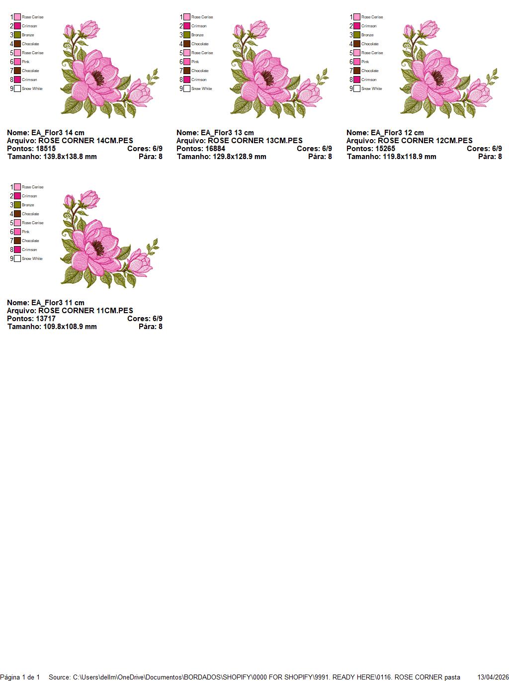 Rose Corner embroidery designs - Flower embroidery design machine embroidery pattern - Monogram Frame embroidery file - instant download pes (Copy) Marcia Embroidery