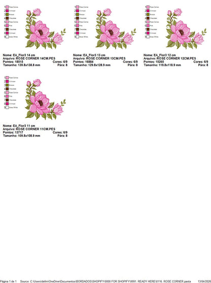 Rose Corner embroidery designs - Flower embroidery design machine embroidery pattern - Monogram Frame embroidery file - instant download pes (Copy) Marcia Embroidery
