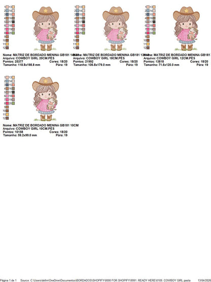 Cowgirl embroidery designs - Cowboy embroidery design machine embroidery pattern - Baby girl embroidery file - Farm cowboy hat wrangler (Copy) Marcia Embroidery