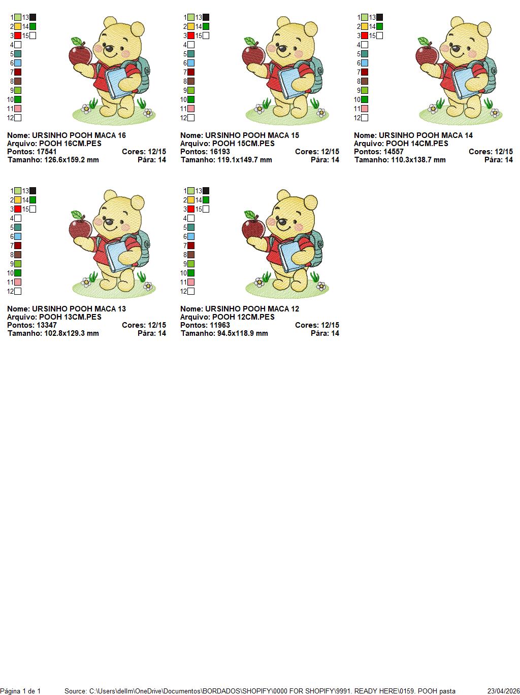 Winnie the Pooh embroidery design - Winnie the Pooh Bear Cartoon machine embroidery pattern - Baby boy and girl file - Instant digital download pes jef (Copy) Marcia Embroidery
