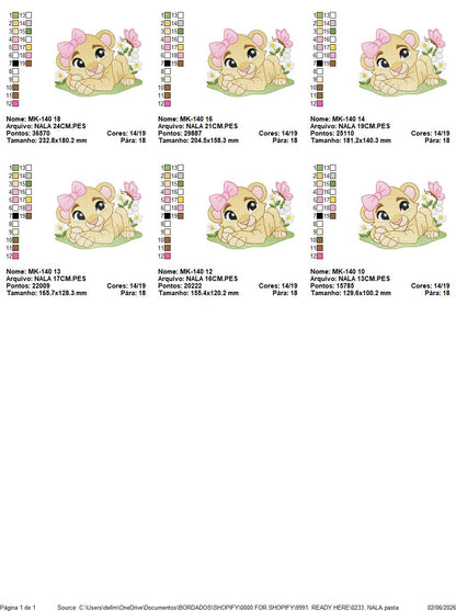 Lion King embroidery design - Lioness Nala with flowers machine embroidery pattern - Baby Boy and girl file - Instant digital download pes jef dst hus vp3