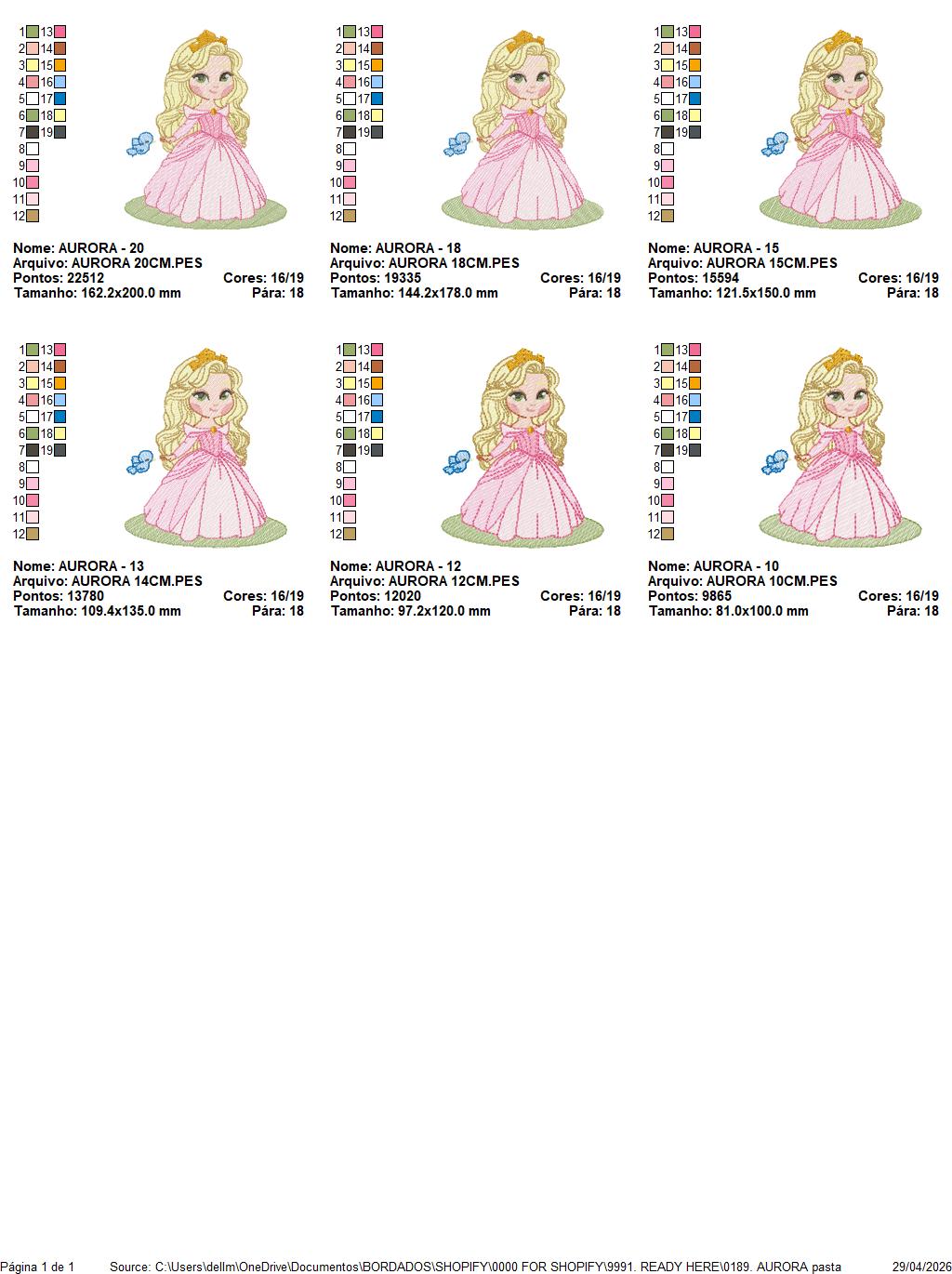 Aurora embroidery design - Disney Princess machine embroidery patterns - Instant digital download (Copy) Marcia Embroidery