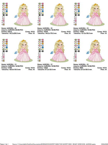 Aurora embroidery design - Disney Princess machine embroidery patterns - Instant digital download (Copy) Marcia Embroidery
