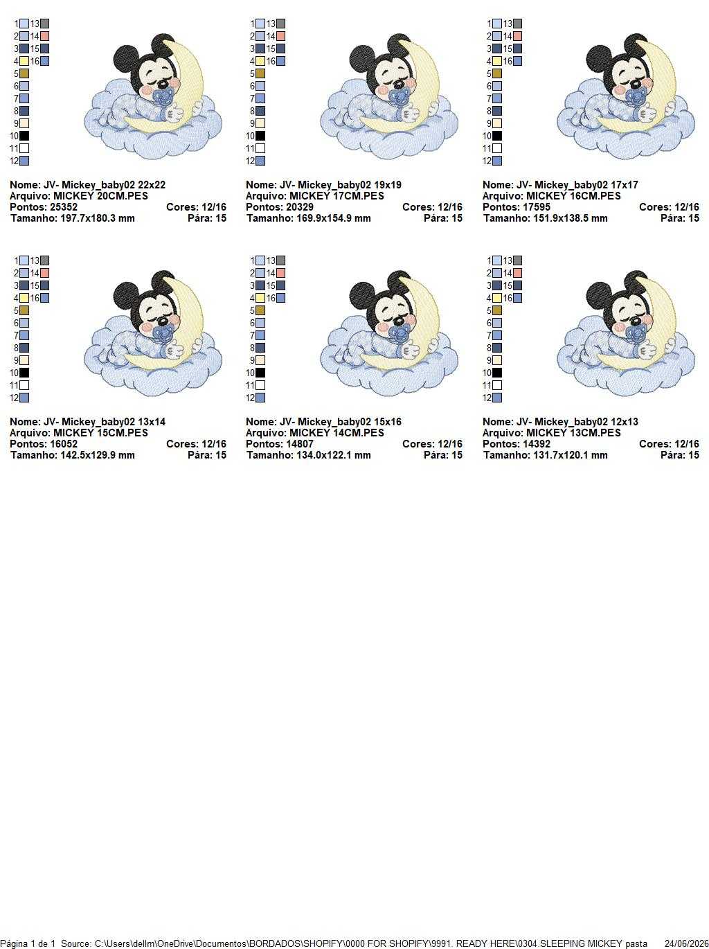 Baby Mickey embroidery design - Mickey Mouse machine embroidery pattern - Baby Boy file - Instant digital download pes jef dst