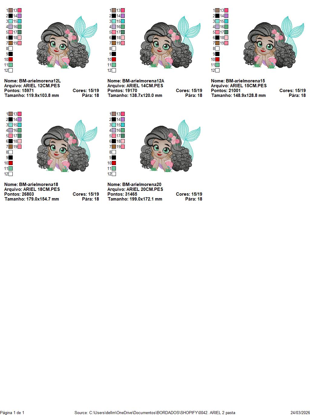 Ariel embroidery designs - Disney Princess machine embroidery patterns - Baby Girl with Black Curly Hair Mermaid design - Instant digital download pes jef dst hus vp3 - Marcia Embroidery
