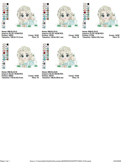 Elsa embroidery designs - Disney princess machine embroidery patterns - Baby girl file - Instant digital download pes jef dst exp hus vp3 Marcia Embroidery