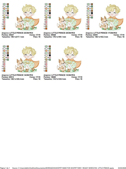 The Little Prince embroidery design - Little Prince with fox machine embroidery pattern - Baby boy and girl Fairytale file - Instant digital download pes jef Marcia Embroidery