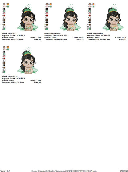 Tiana embroidery designs - Disney Princess machine embroidery patterns - Baby Girl file - Instant digital download pes jef dst exp hus vp3 - Marcia Embroidery