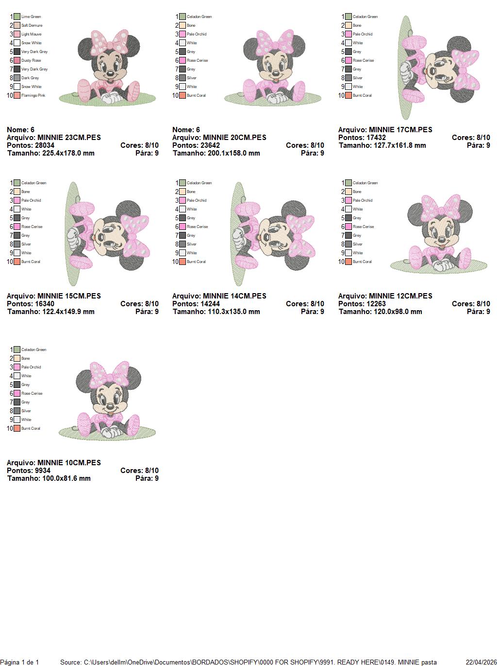 Minnie embroidery design - Minnie Mouse machine embroidery pattern - Baby Girl file - Instant digital download pes jef dst (Copy) (Copy) Marcia Embroidery