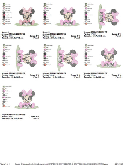 Minnie embroidery design - Minnie Mouse machine embroidery pattern - Baby Girl file - Instant digital download pes jef dst (Copy) (Copy) Marcia Embroidery