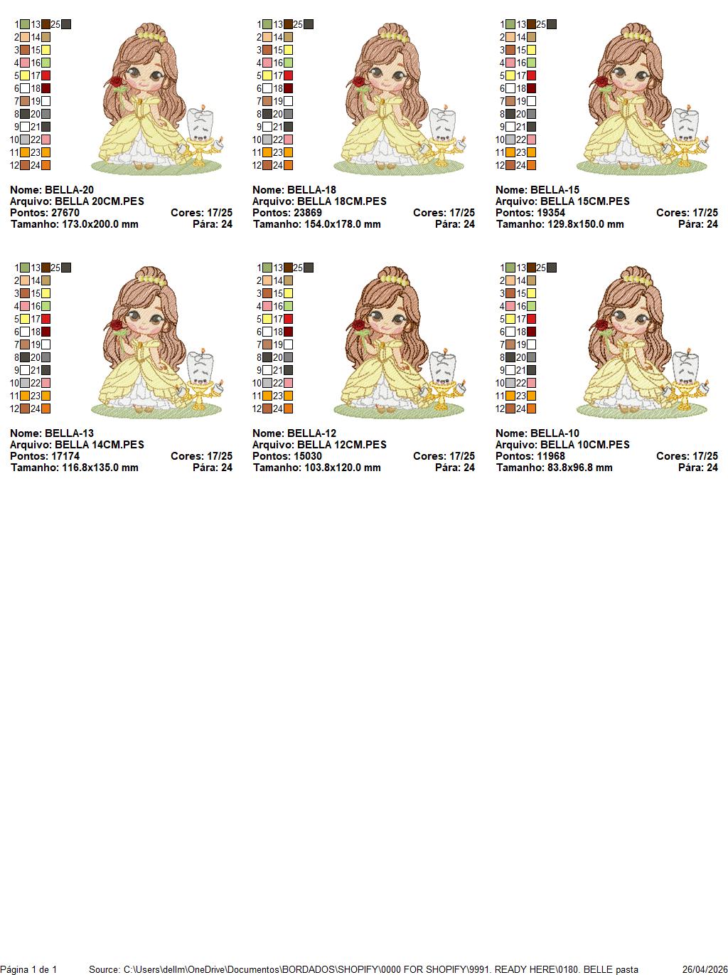 Bella embroidery design - Disney Princess machine embroidery patterns - Baby Girl Princess design - Instant digital download (Copy) (Copy) (Copy) Marcia Embroidery