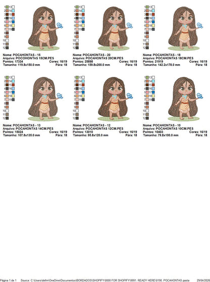 Pocahontas embroidery design - Disney Princess machine embroidery patterns - Instant digital download (Copy) Marcia Embroidery