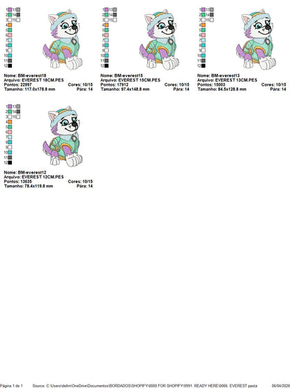 Paw Patrol embroidery designs - Dog Everest machine embroidery patterns - Baby Girl Boy file - Instant digital download - Chase Rubble Skye Marshall (Copy) Marcia Embroidery