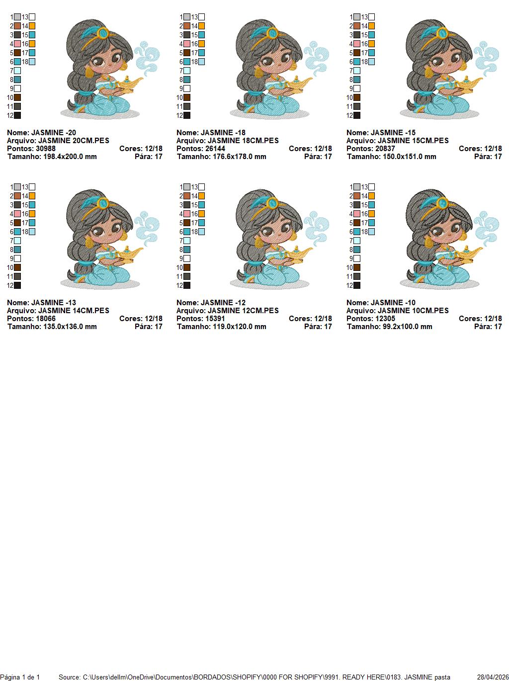 Jasmine embroidery design - Disney Princess machine embroidery patterns - Instant digital download (Copy) Marcia Embroidery