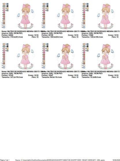 Baby girl embroidery designs - Girl with flowers and butterflies machine embroidery pattern - Princess embroidery - Instant digital download (Copy) Marcia Embroidery