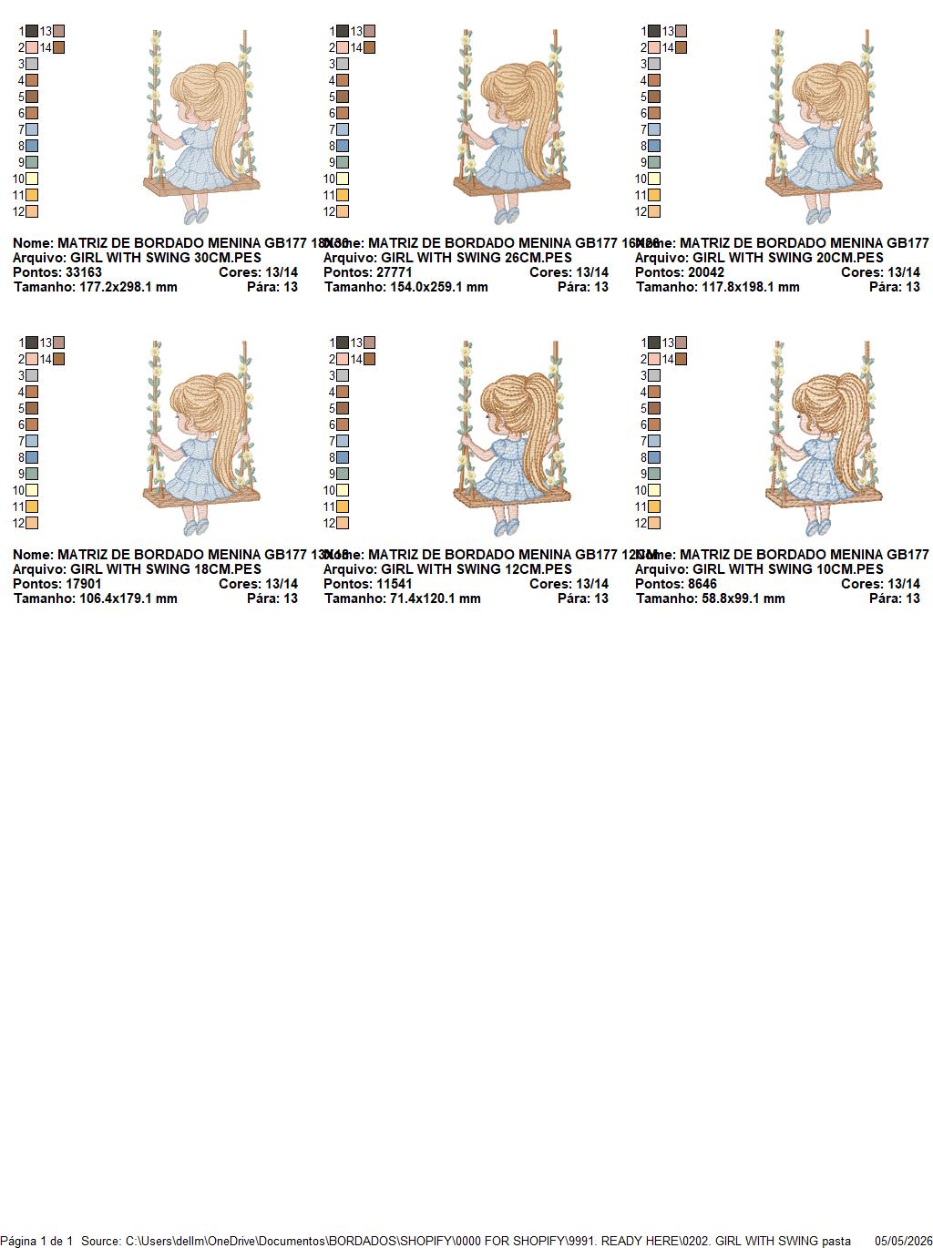 Girl with swing embroidery designs - Baby girl embroidery design machine embroidery pattern - Spring garden embroidery file instant download (Copy) Marcia Embroidery