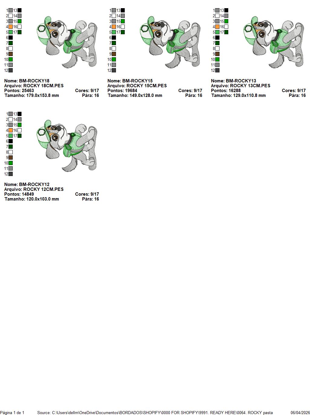 Paw Patrol embroidery designs - Dog Rocky machine embroidery patterns - Baby Girl Boy file - Instant digital download - Chase Rubble Skye Marshall (Copy) Marcia Embroidery