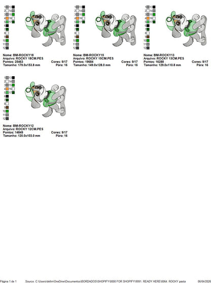 Paw Patrol embroidery designs - Dog Rocky machine embroidery patterns - Baby Girl Boy file - Instant digital download - Chase Rubble Skye Marshall (Copy) Marcia Embroidery