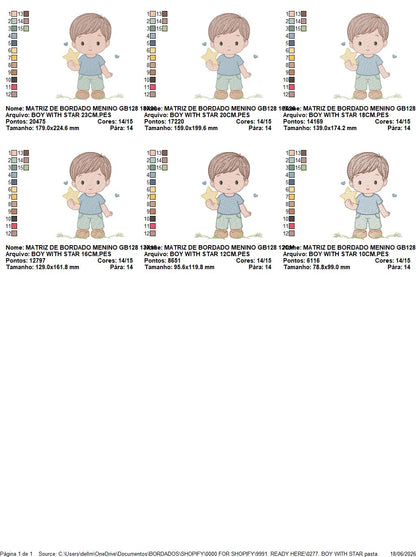 Baby Boy with star embroidery design - Children machine embroidery pattern - Kid Toy file - Instant digital download pes jef dst