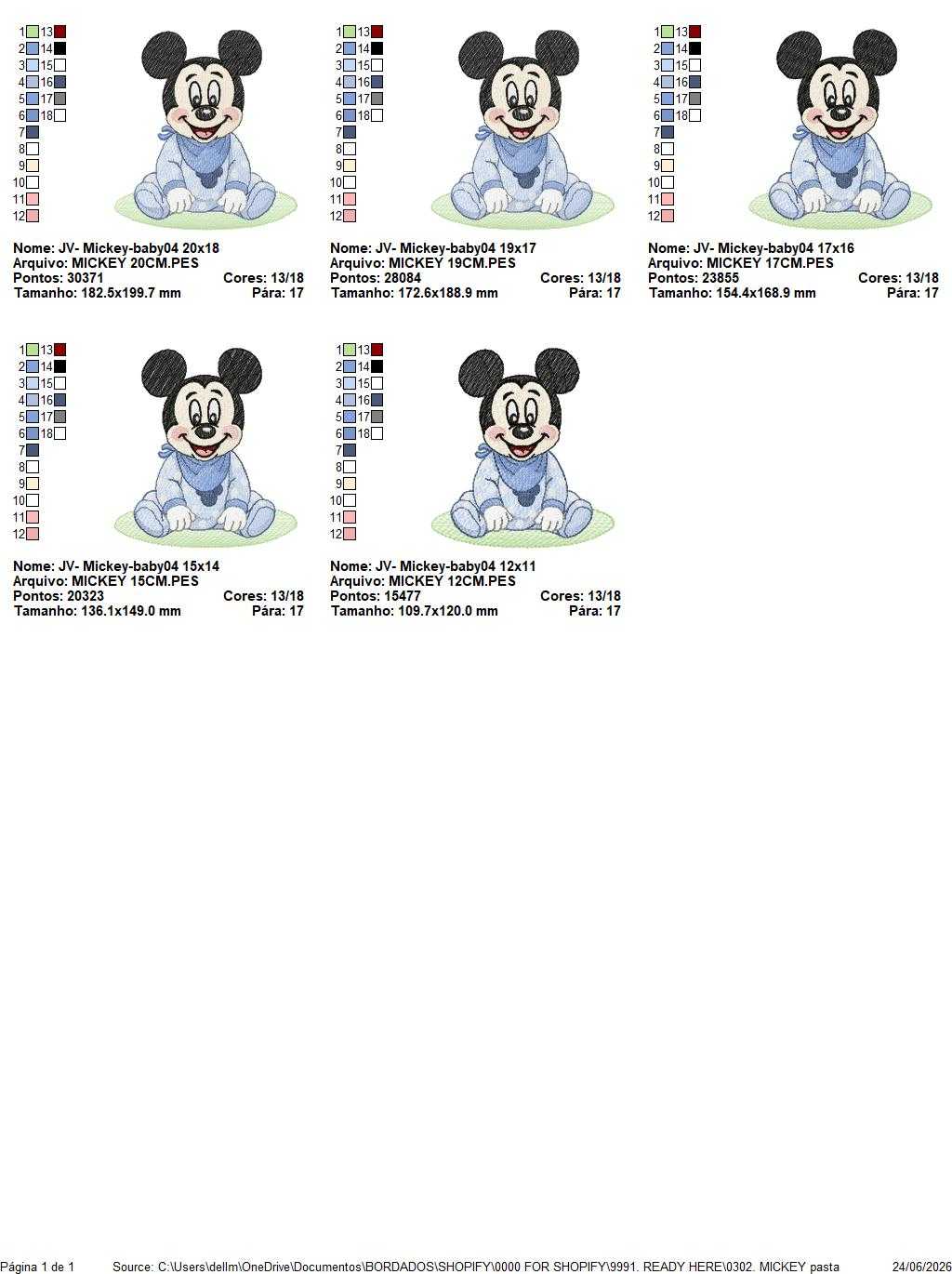 Baby Mickey embroidery design - Mickey Mouse machine embroidery pattern - Baby Boy file - Instant digital download pes jef dst