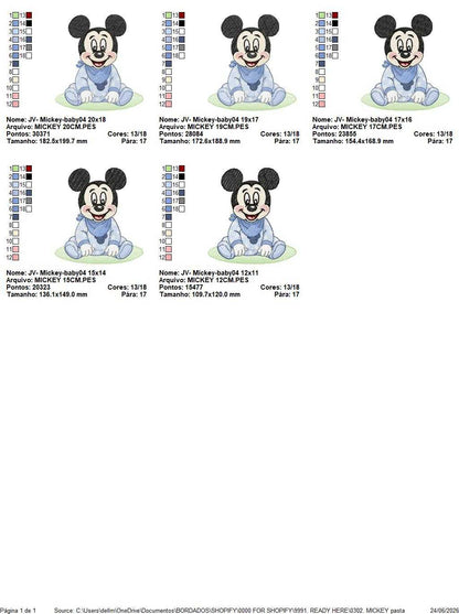Baby Mickey embroidery design - Mickey Mouse machine embroidery pattern - Baby Boy file - Instant digital download pes jef dst