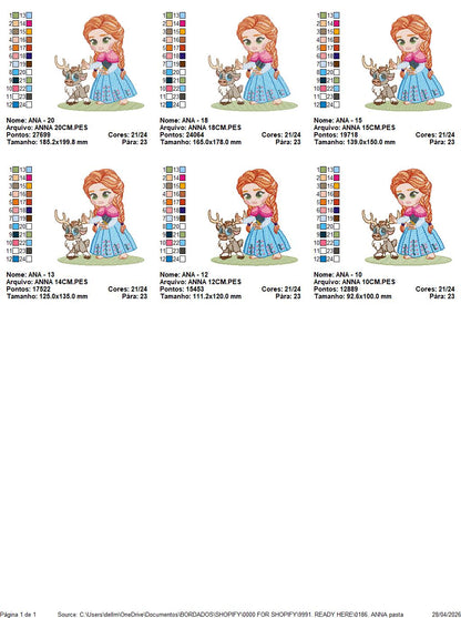 Anna embroidery design - Disney Princess machine embroidery patterns - Instant digital download (Copy) Marcia Embroidery